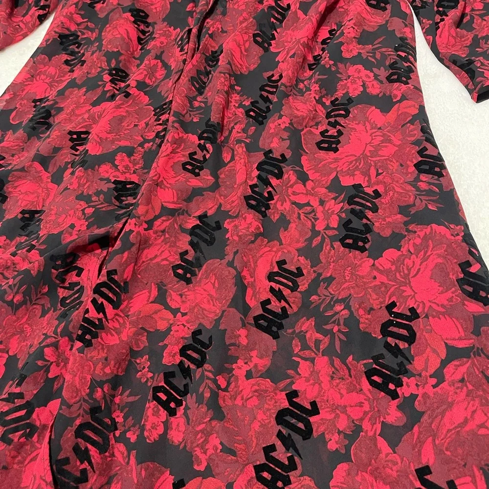 AC/DC Torrid Black & Red Floral Chiffon Hi-Lo Kimono - Picture 6 of 7